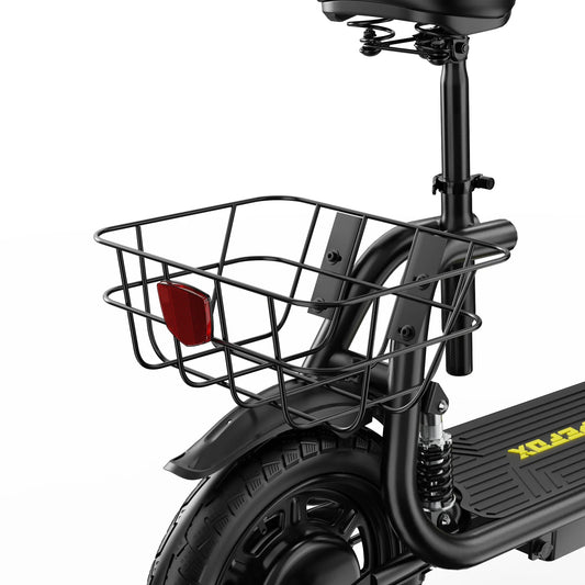 APEFOX C14 electric scooter with seat and rear grocery basket