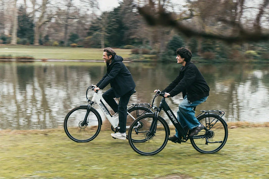 Onesport OT12 electric bike equipped with a sturdy rear rack for city cargo and groceries.