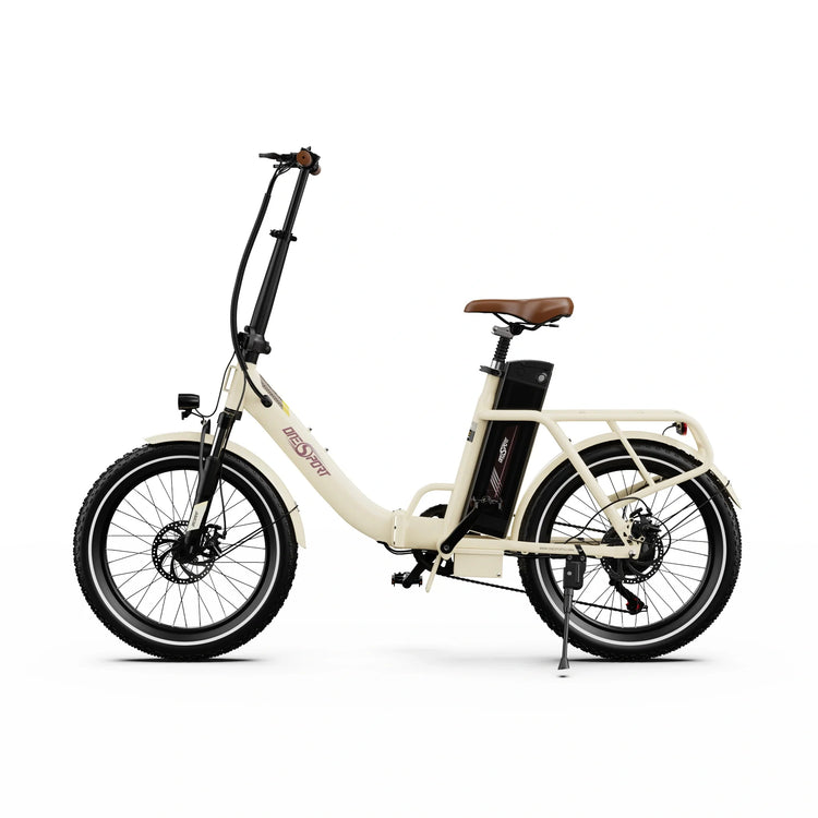 OneSport OT16-series folding electric bike in beige