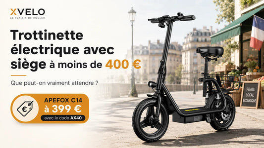 Trottinette électrique avec siège et panier disponible à moins de 400 euros