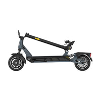KingSong N12 Pro grey folded side profile showing both wheels and the retaining hook